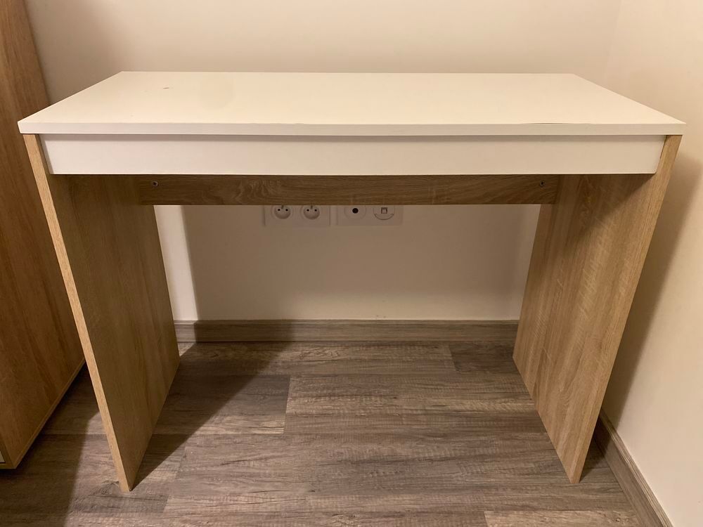 Bureau blanc et ch&ecirc;ne Meubles