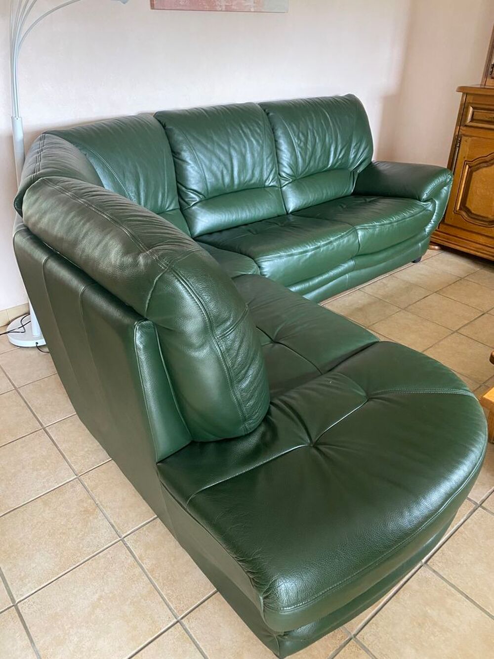 CANAPE D'ANGLE EN CUIR VERITABLE 5 PLACES Meubles