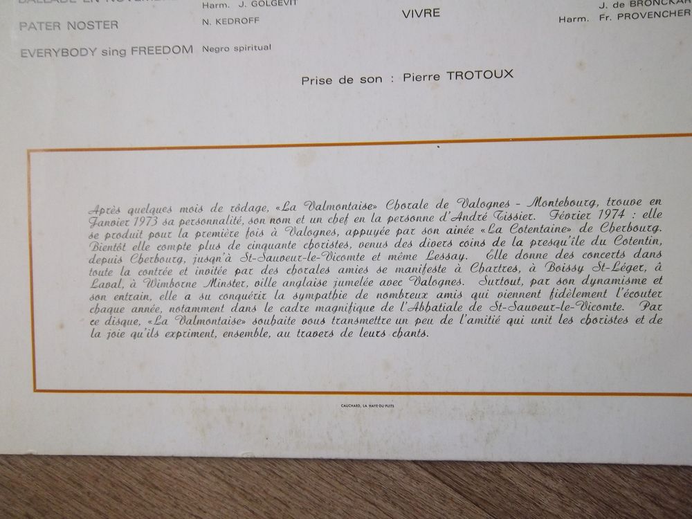 33 tours Chorale Valognes-Montebourg la valmontaise 1973 BE CD et vinyles