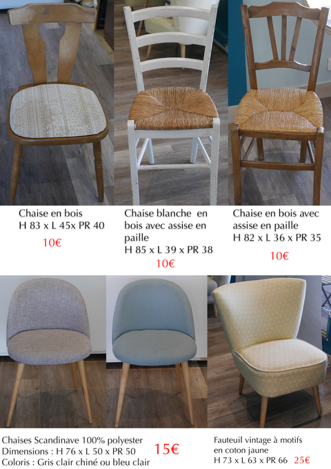 mobilier intérieur/extérieur chaises/tables/fauteuils 10 Cagnes-sur-Mer (06)