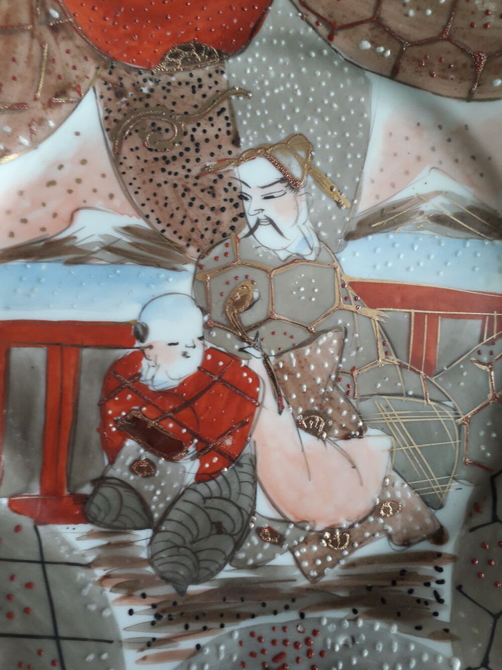 Assiette SATSUMA du XIX &egrave;me : d&eacute;cor Asiatique 