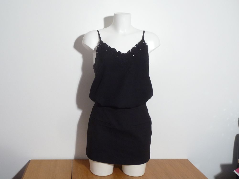 Tee Shirt Noir Bi Mati&egrave;re &agrave; Bretelles- Taille XS- Promod Vêtements