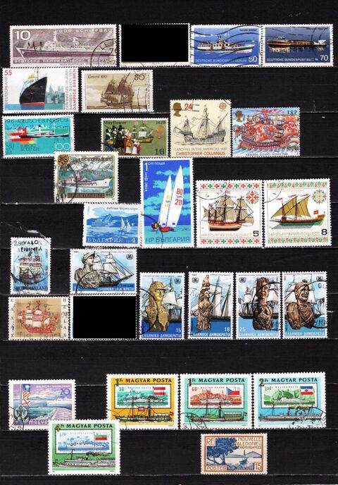 Lot de 48 timbres d'EUROPE avec des BATEAUX 3 Les Églisottes-et-Chalaures (33)