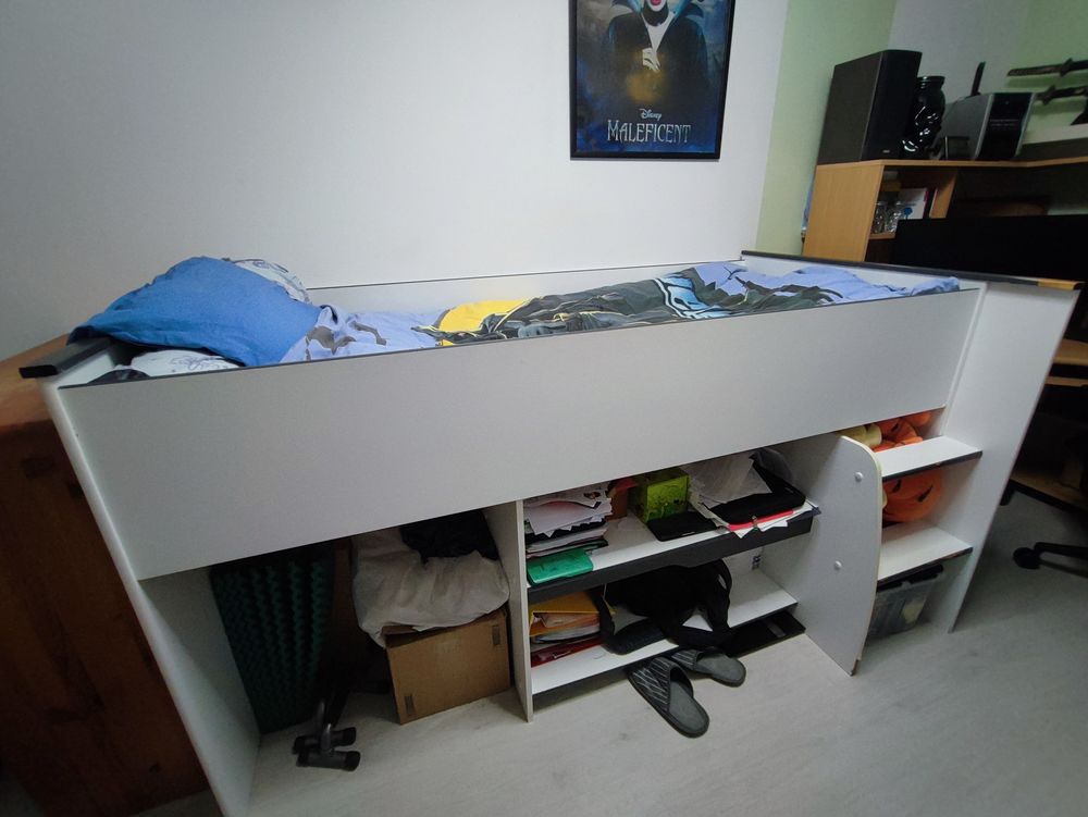 Lit sur&eacute;lev&eacute; une place avec matelas Meubles