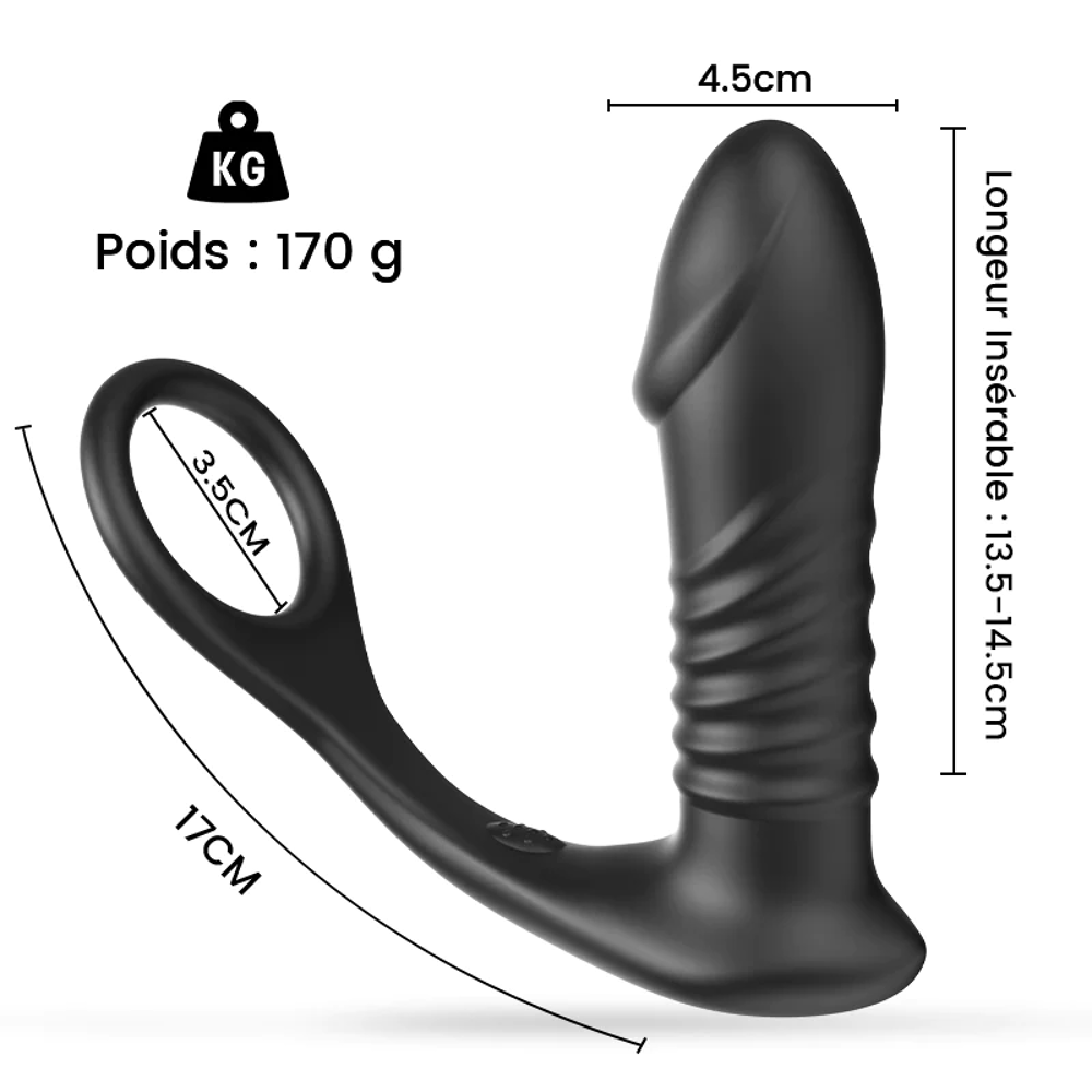 Sex-toys t&eacute;lescopique avec anneau p&eacute;nien massage prostate Sports