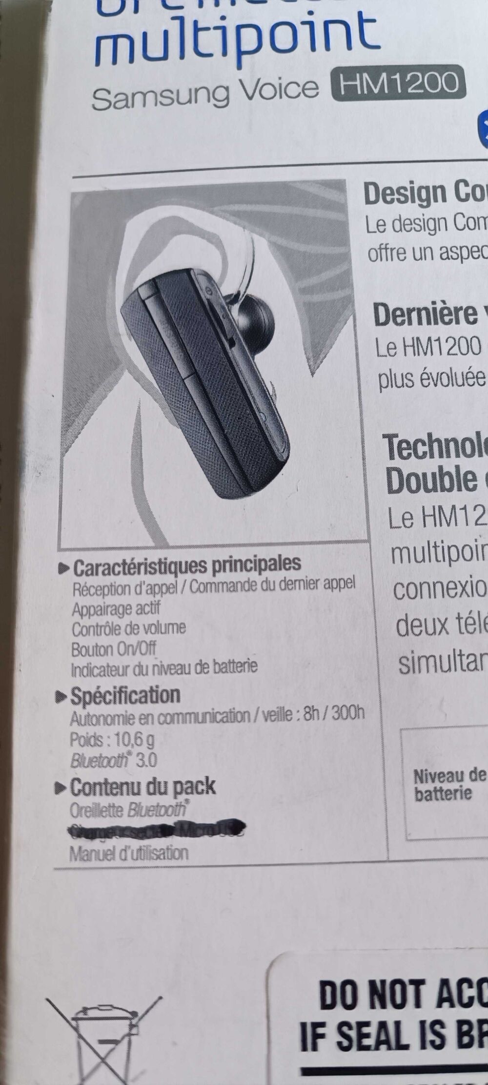 Oreillette bluetooth Samsung neuf. Téléphones et tablettes