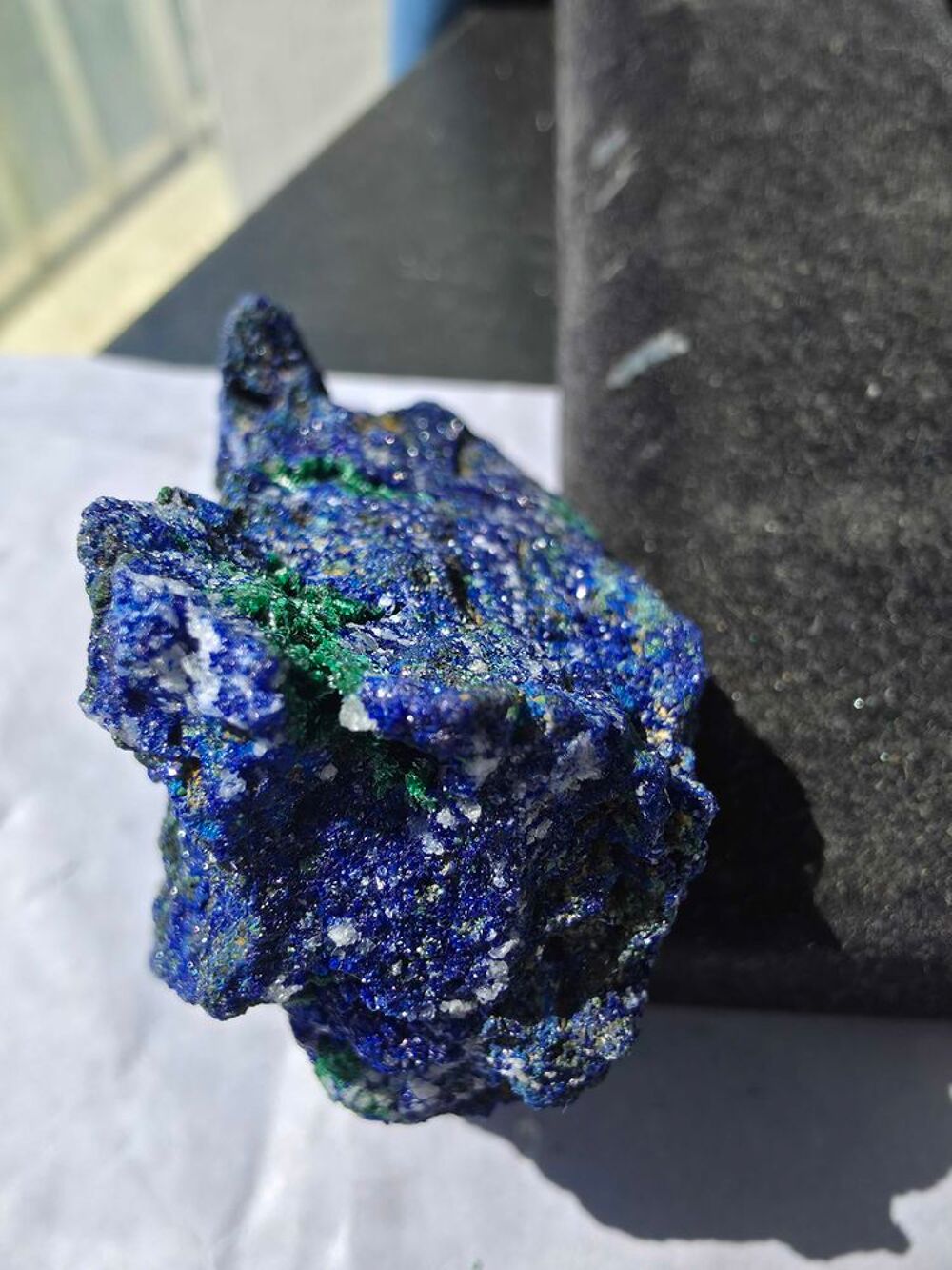 Azurite Bleu Intense, Malachite Fibreuse &amp; Quartz Brut Katanga RDC-131g 