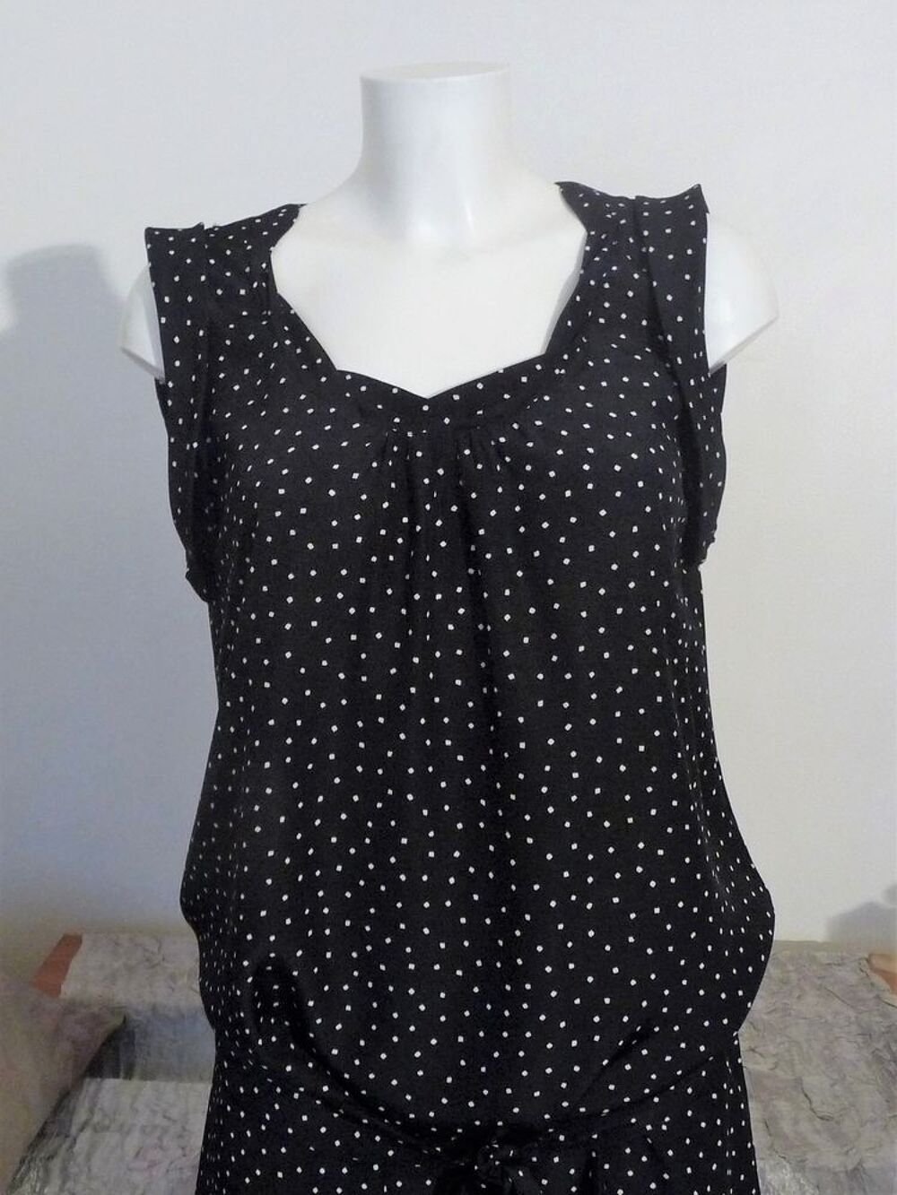Tunique/ Robe Noir &agrave; Points Blanc- Taille 38- Atika Vêtements