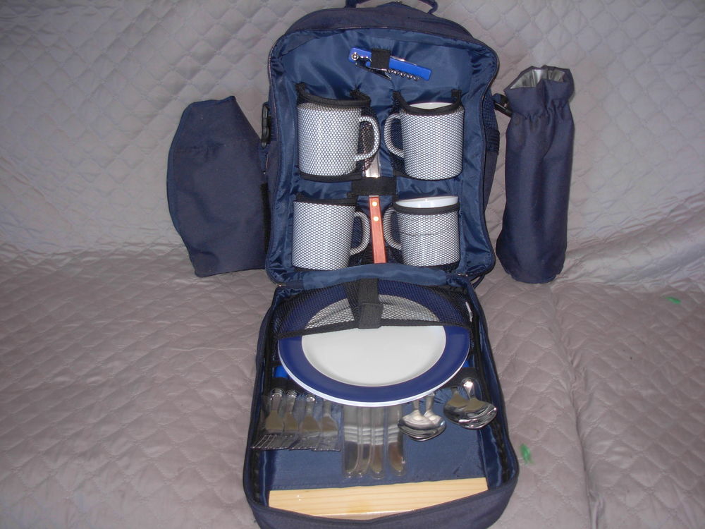 Sac &agrave; dos pique-nique isotherme neuf 4 couverts, bleu marine Sports