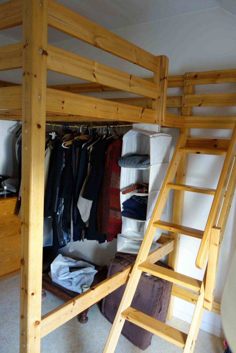 Lit mezzanine de 140 en sapin massif pour ado/adultes Meubles