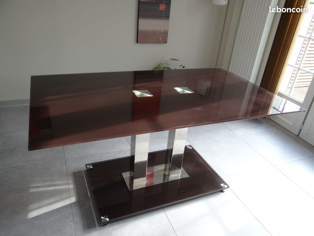 Belle table en verre rectangulaire 6 PERS Meubles