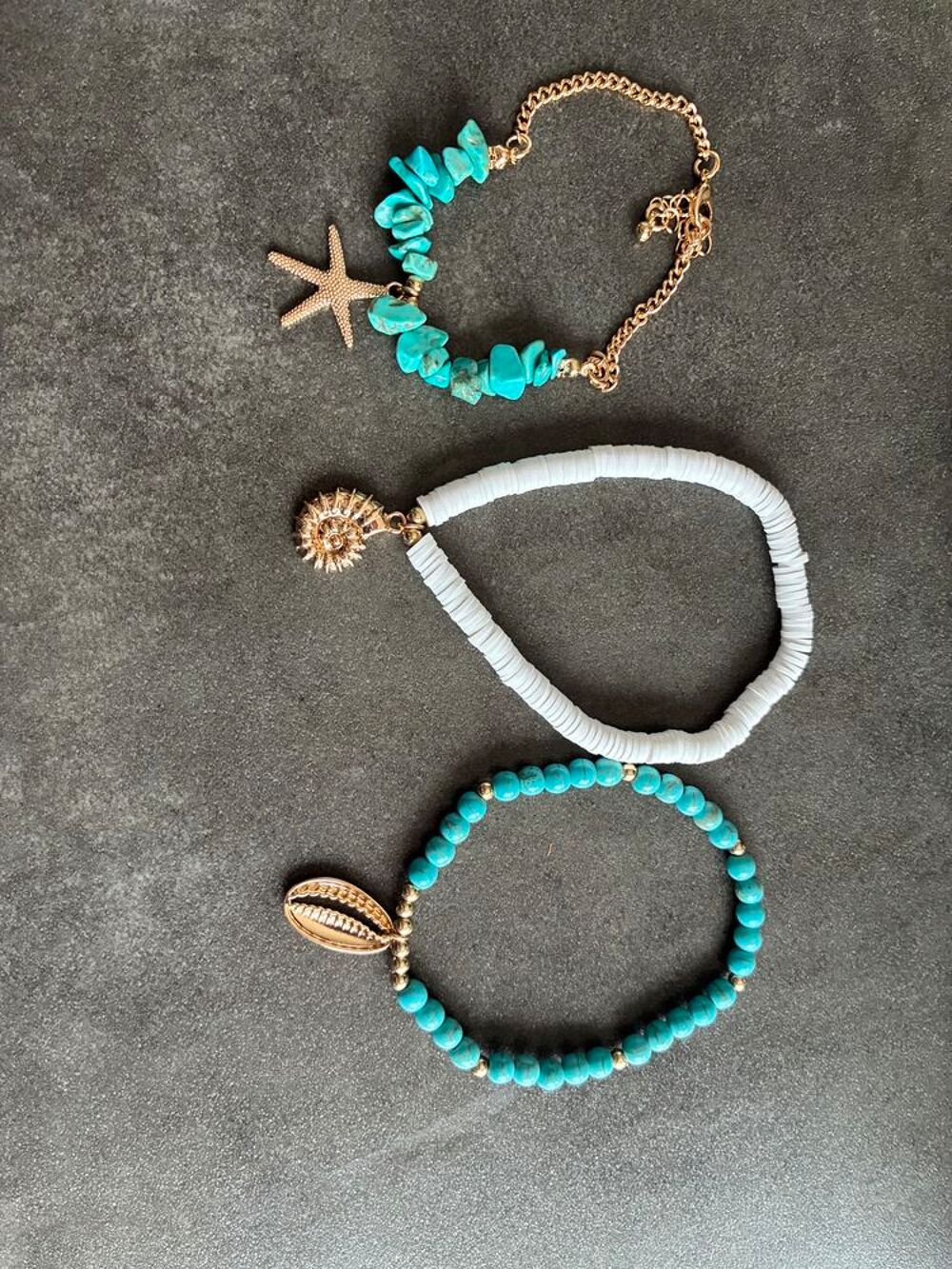 Lot de 3 bracelets de cheville d'&eacute;t&eacute; Style Boh&egrave;me Turquoise Bijoux et montres