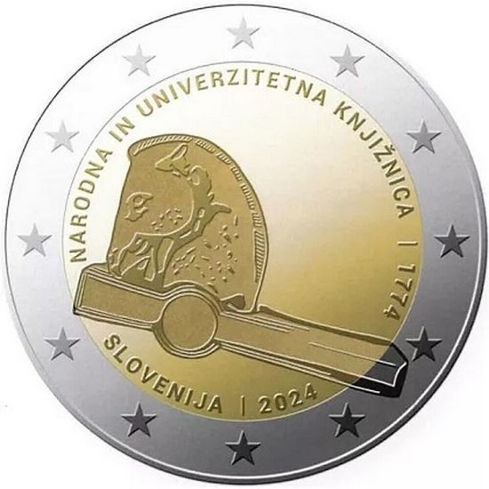 2 euros commemorative Slovenie 2024 Bibliotheque nationale 