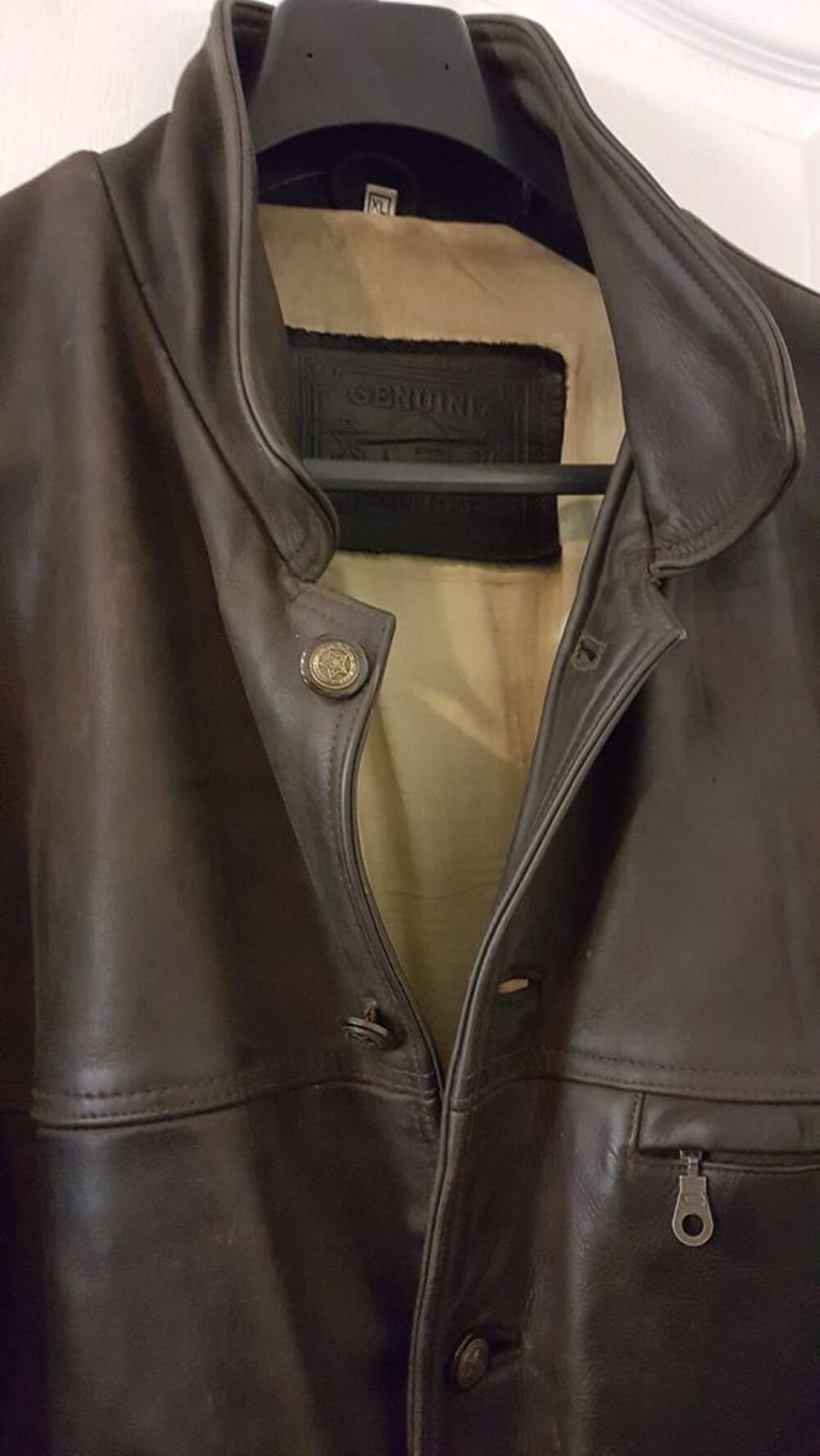 Veste en cuir nubuck vintage tr&egrave;s bon &eacute;tat. taille 54 Vêtements