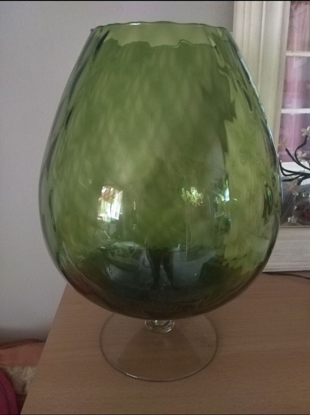 Grand vase vintage losanges ou verre forme tulipe Décoration