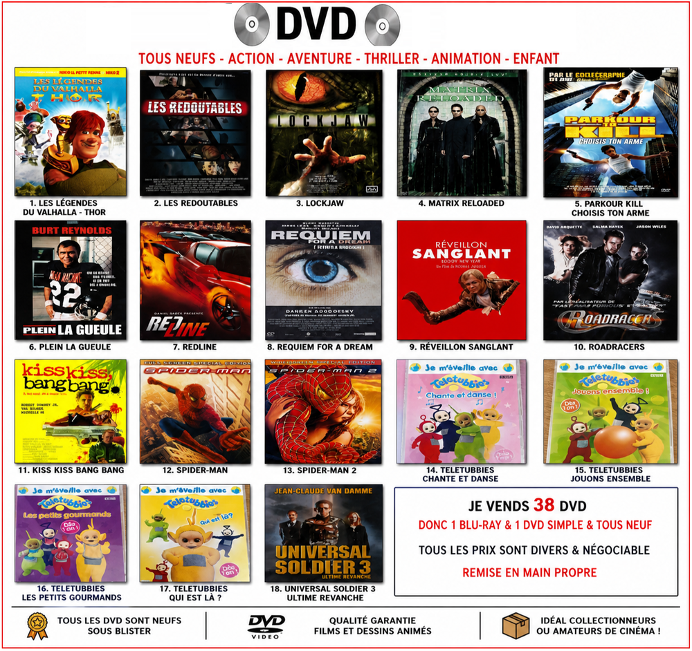 38 DVD et 1 Blu-ray DVD et blu-ray
