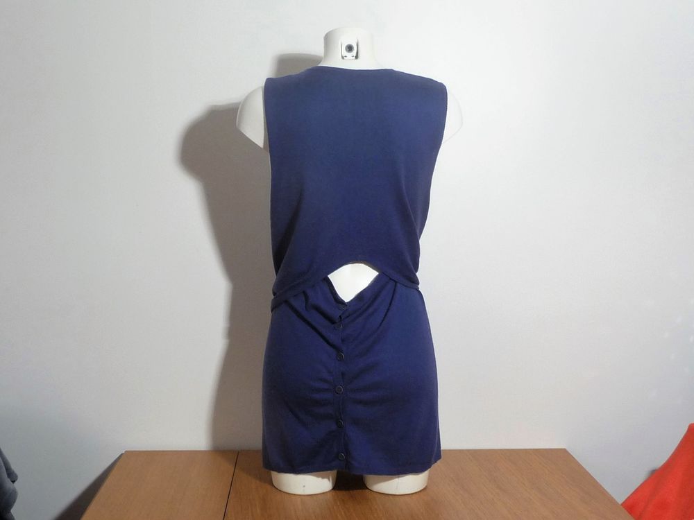 Pull Tunique en Soie et Laine Violet sans manches- Nude Vêtements