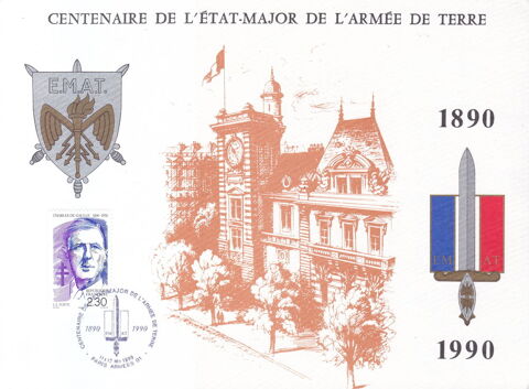 Timbres EUROPE-FRANCE-Carte Maximum-1990 centenaire de l'ta 1 Lyon 5 (69)