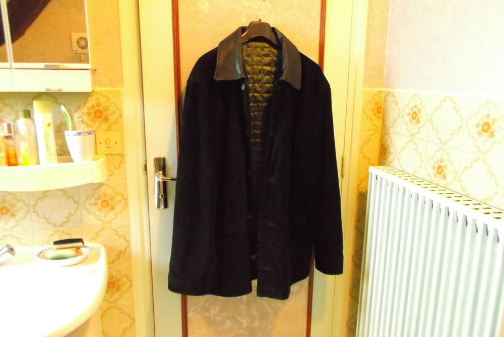 veste cuir retourn&eacute; noire Vêtements