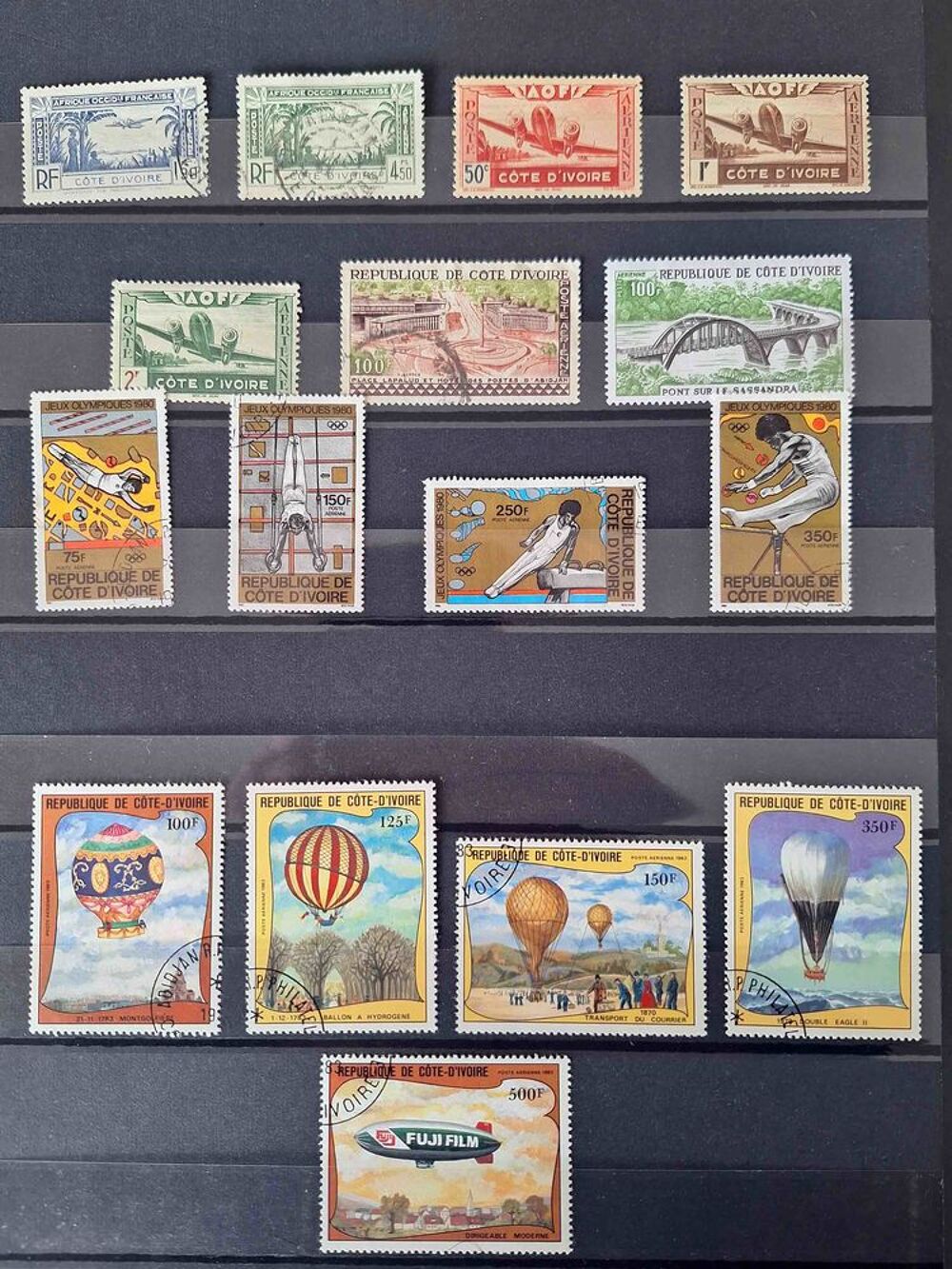 S&eacute;rie de timbres de collection de C&ocirc;te d'Ivoire 