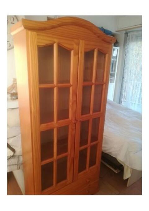 Biblioth�que vitrine pin massif 120 La Ciotat (13)