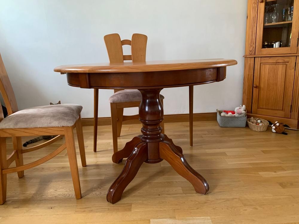table ronde en bois demi lune Meubles