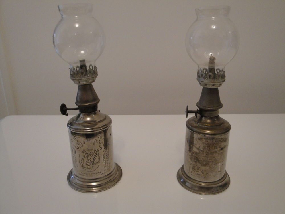 Lot 2 lampes pigeon avec verre 