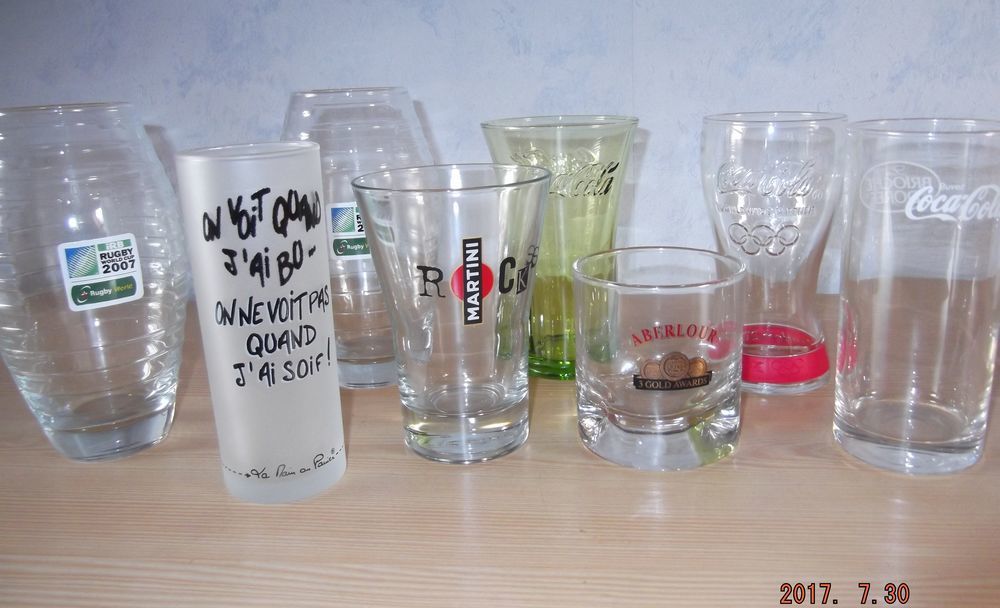 Lot de 8 verres publicitaires neufs Cuisine