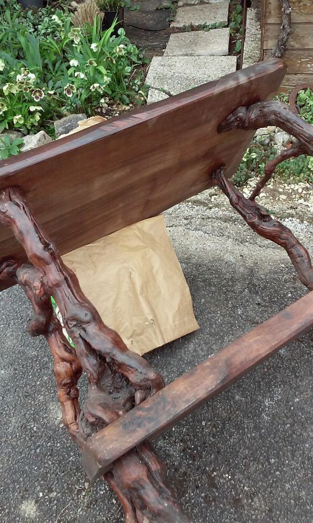 table avec 2 plateaux et pieds en ceps de vigne Meubles