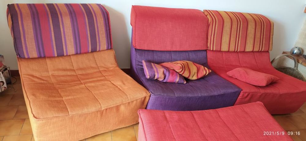 Canap&eacute; modulable 3 fauteuils + 1 pouf Ch&acirc;teau d'AX Meubles