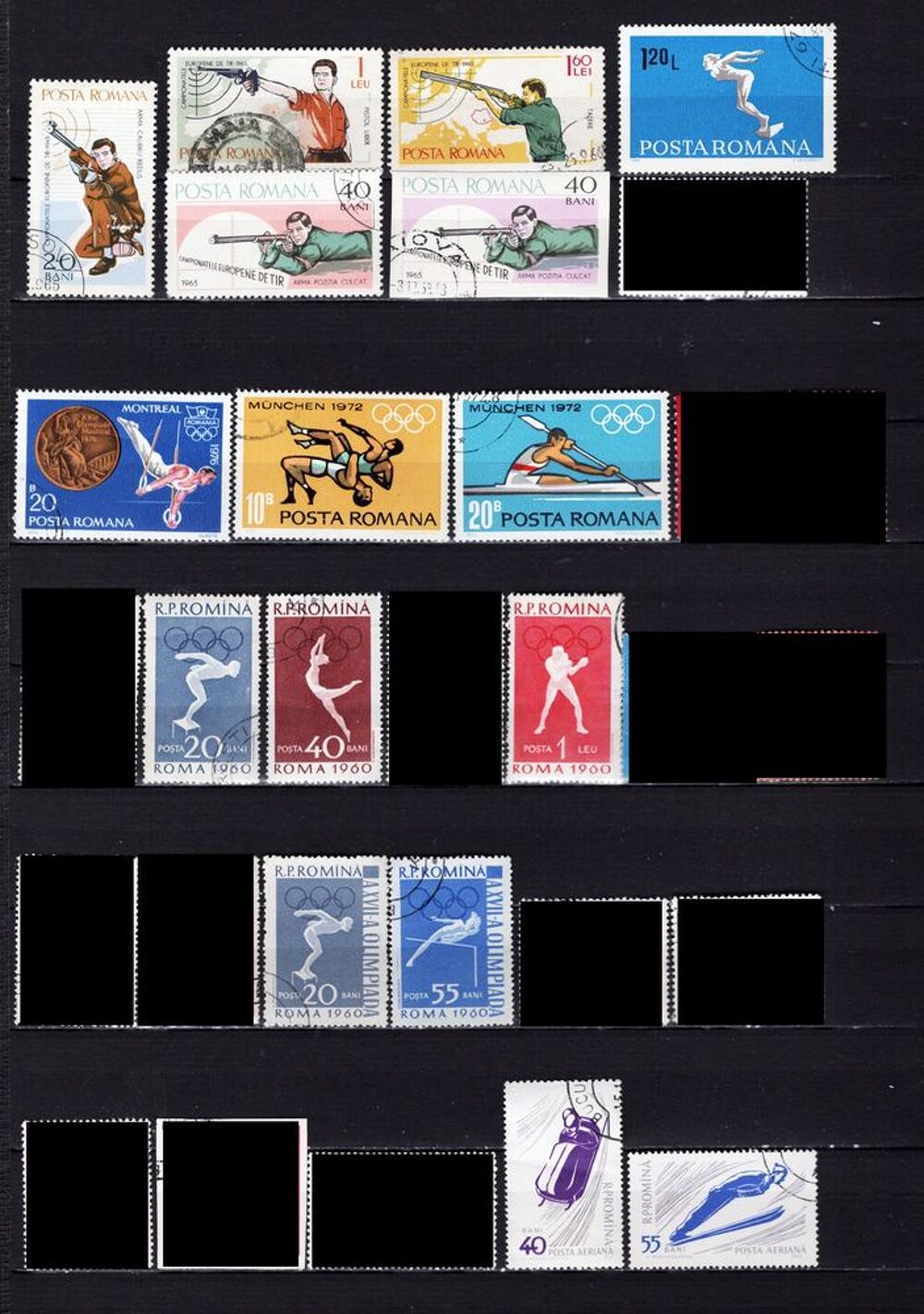 lot de 52 timbres de ROUMANIE sur les SPORTS 