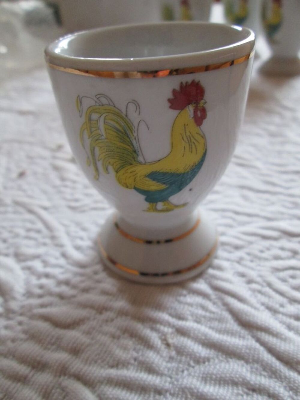 Set NEUF de 4 coquetiers en fa&iuml;ence et sali&egrave;re assortis Cuisine