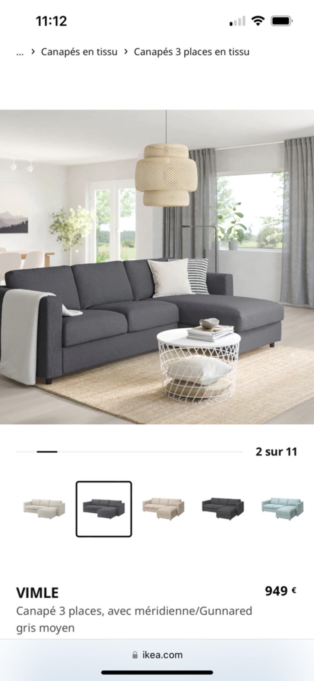 Canap&eacute; angle tissu gris Meubles