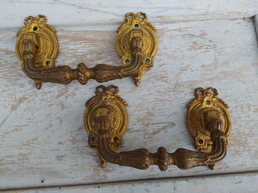 Anciennes Poign&eacute;es Meuble Piano Bronze Sign&eacute; Muller 