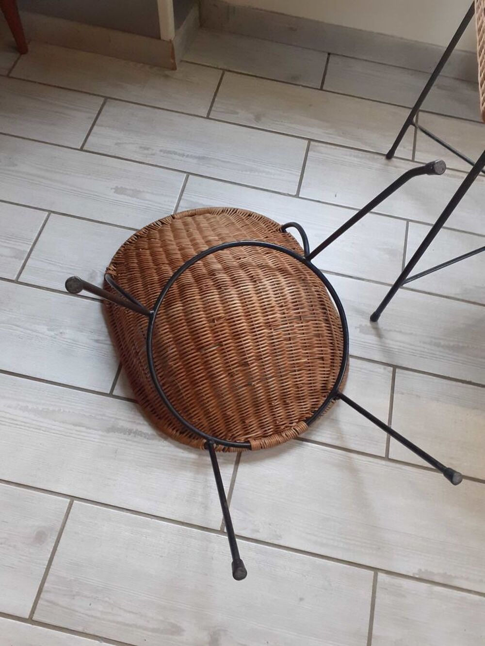 table et fauteuil rotin Vintage Meubles