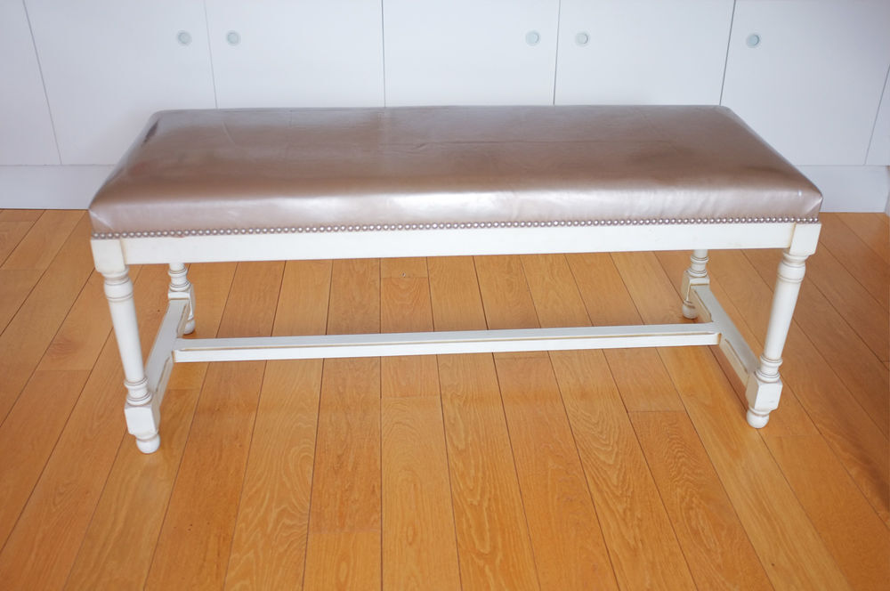 Ensemble banquette &amp; tabourets style louis XVI | bois blanc Meubles