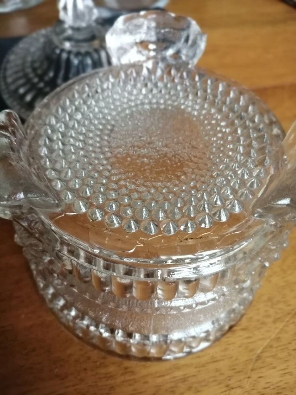 Ancien confiturier en verre 19&egrave;me &eacute;poque Charles X
