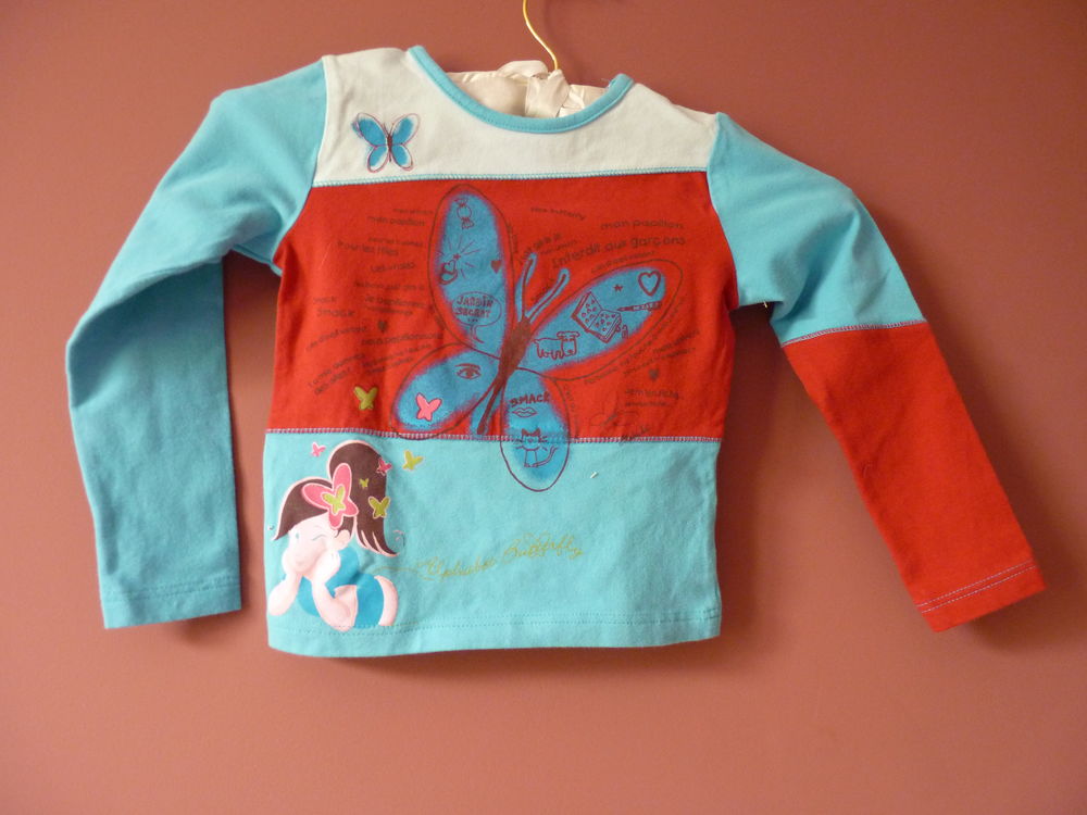 T-shirt Fille Alphabet 6 ans bleu collection papillon neuf Vêtements enfants