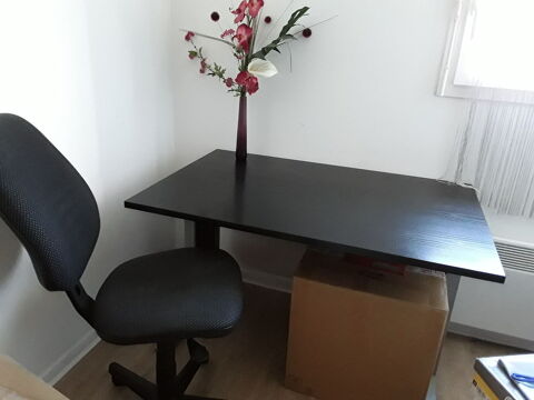  table de bureau bois wengé + chaise 90 Loos (59)