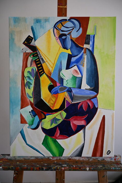 Tableau acrylique sur toile - La musicienne 175 Cond-sur-Noireau (14)