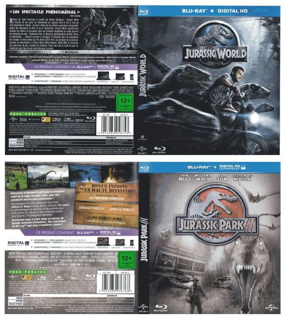 Coffret Jurassic Park Collection 4 Blu-Ray + Digital HD DVD et blu-ray