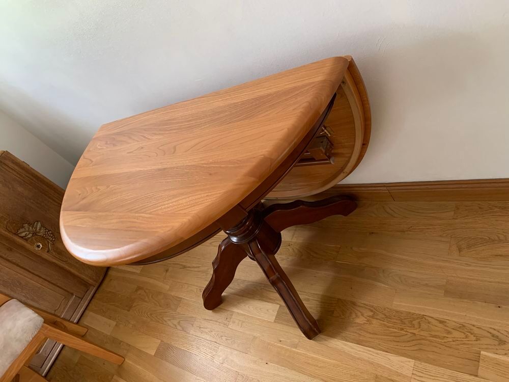 table ronde en bois demi lune Meubles