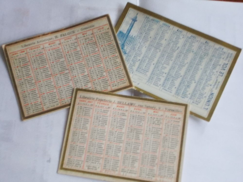 lot de 3 petits calendriers de poche prix en baisse 