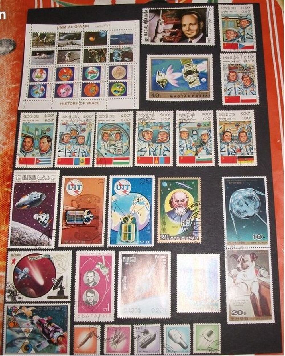 Lot de 129 Timbres sur ESPACE diff&eacute;rents et oblit&eacute;r&eacute;s. 