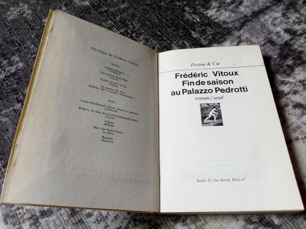 Fr&eacute;d&eacute;ric Vitoux Palazzo 1983 Livres et BD