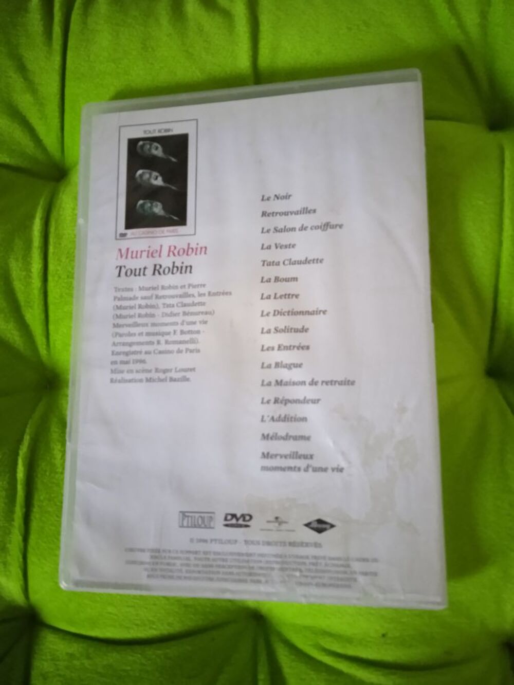 DVD Muriel Robin
Tout robin one man show
1996 DVD et blu-ray