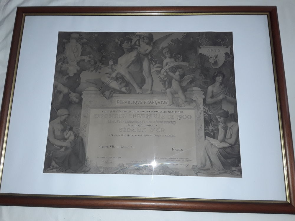 Tableau Dipl&ocirc;me Exposition universelle 1900 Décoration