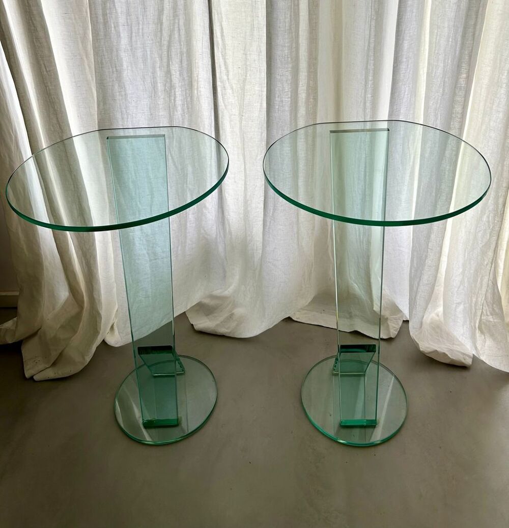 2 tables d'appoint rondes en verre Meubles