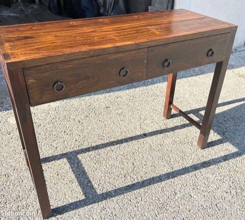 Bureau bois massif foncé deux tiroirs Aix-en-Provence (13)