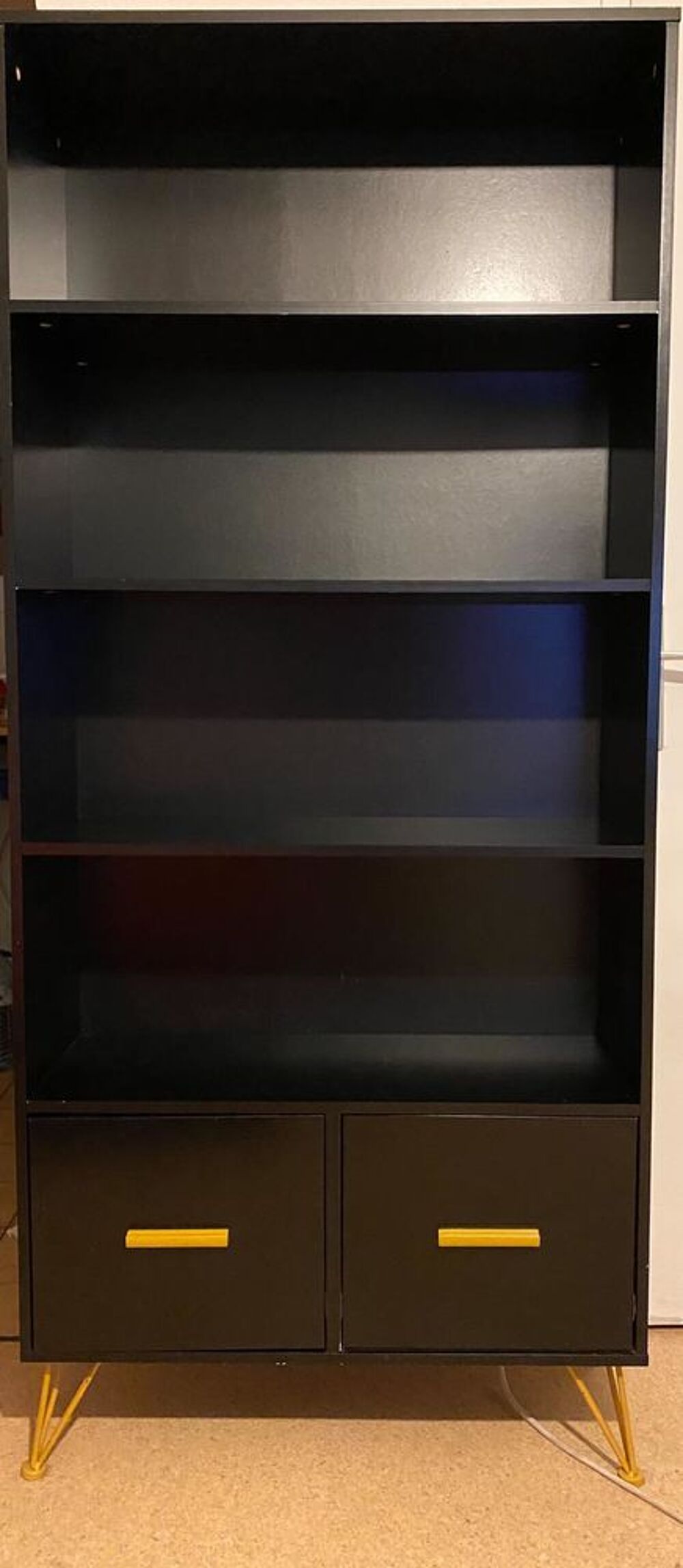 Biblioth&egrave;que potiron en bois noir Meubles